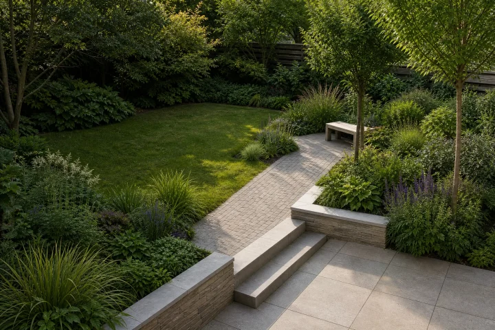 Overzicht van een moderne Nederlandse tuinindeling